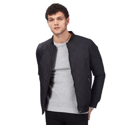 Big and tall black quilted bomber jacket